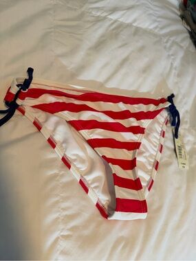 Arizona Jean Company Red and White Striped Bikini Bottom